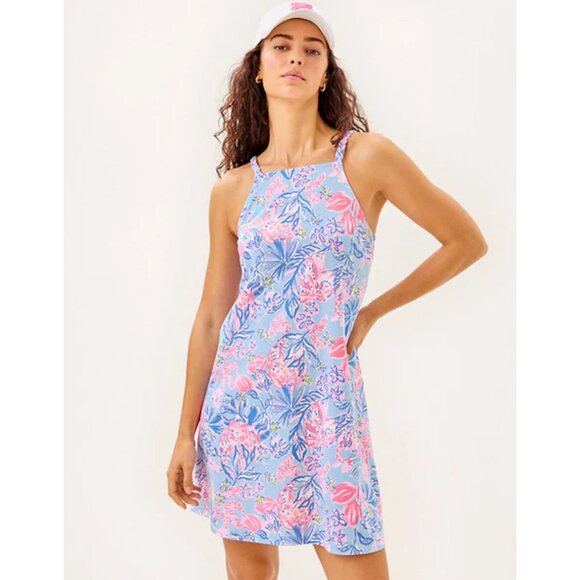 New Lilly Pulitzer Kyleigh Sleeveless Floral Print Mini Dress in Blue Size M - Picture 3 of 14